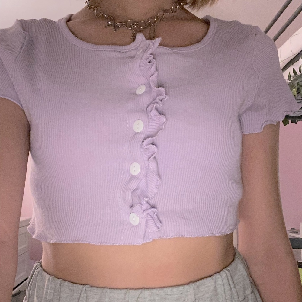 Shein extreme cropped button up shirt